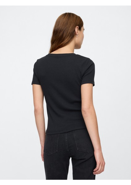 Kadın Siyah Gap Logo Modern Crop T-Shirt indirimleri