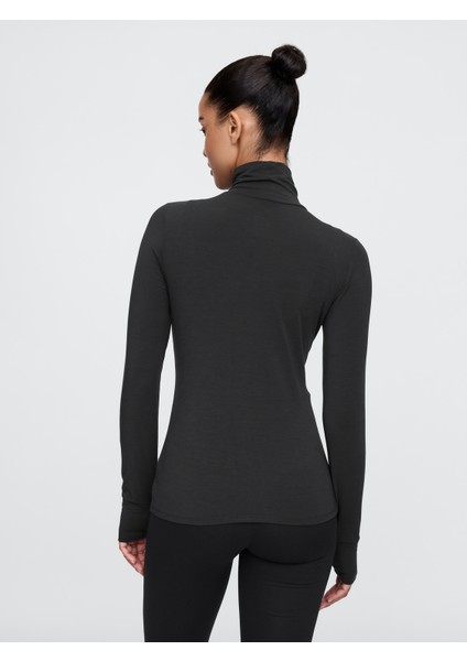 Kadın Siyah Breathe Balıkçı Yaka T-Shirt fırsatları