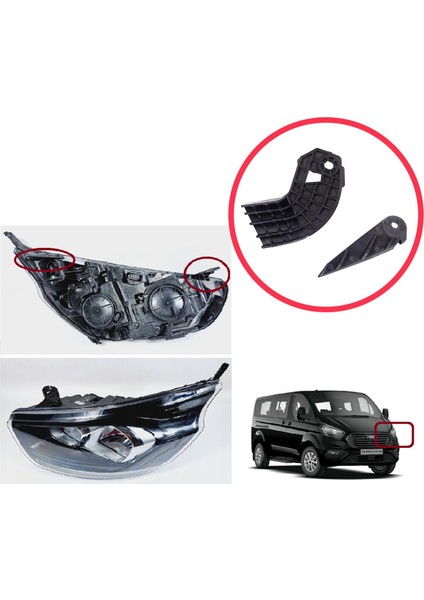BHL579-1 Ford Transit Custom Mk1 V362 F3 Fy Fz 2018-2024 Makyajlı Kasa Için Sol Ön Far Ayak Tamir Seti modelleri