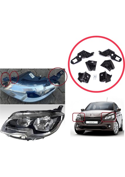 BHL577 Peugeot 301 2017-2024 Makyajlı Kasa 9817298380 9817296980 Için Sağ Sol Ön Far Ayak Tamir Seti modelleri