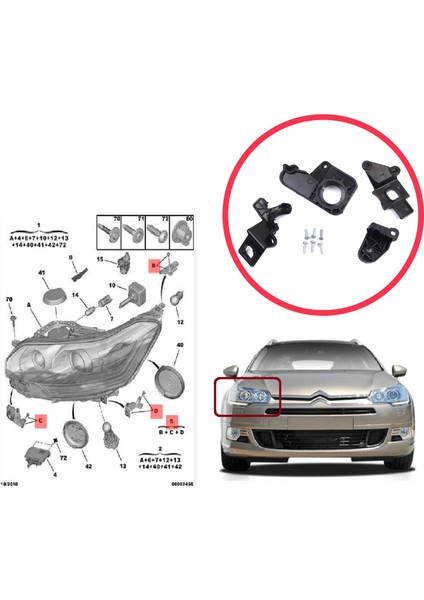 BHL576-2 Citroen C5 Mk2 Mk3 Rd Td Rw X7 2008-2017 6212F1 Için Sağ Ön Far Ayak Tamir Seti modelleri