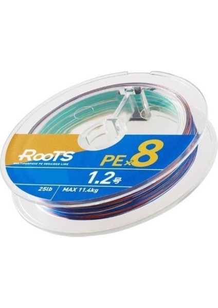 X8 Roots Pe 8 Örgü Ip Misina 300MT Multi Color 55 Lb. 4 Pe