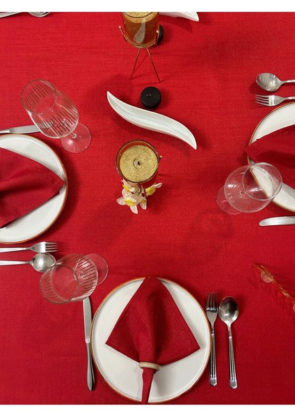 Polyester Keten Simli Oval Masa Örtüsü