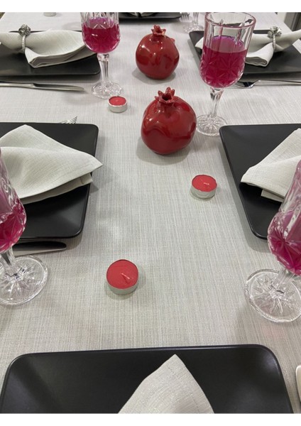 Polyester Keten Simli Oval Masa Örtüsü + 12 Ad Peçete fiyatları