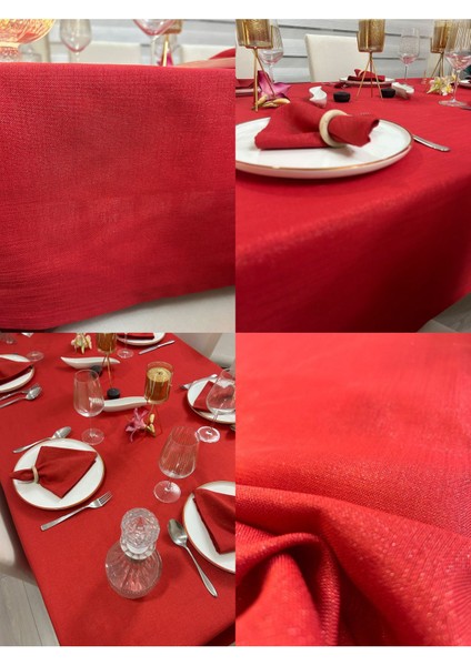 Polyester Keten Simli Oval Masa Örtüsü