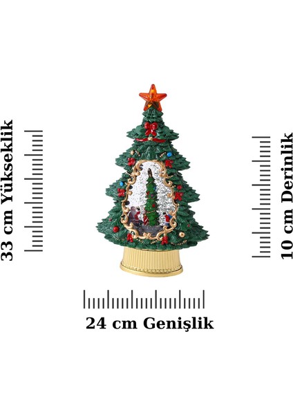 Dekoratif Çam Ağacı Sesli Işıklı ve Hareketli Kar Küresi