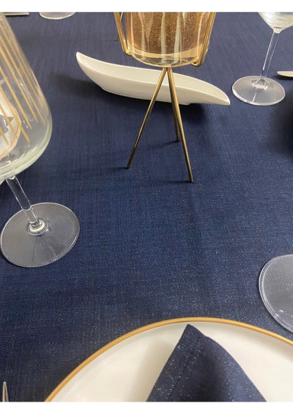 Polyester Keten Simli Oval Masa Örtüsü