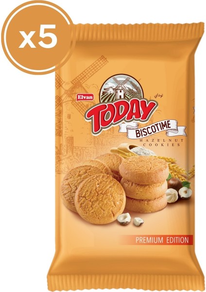 Biscotime Fındık Parçacıklı Kurabiye 250 Gr. (5 Adet)