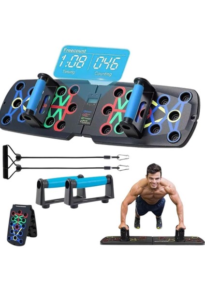 Şınav Tahtası Otomatik Sayımlı Katlanabilir Ipli Ergonomik Tutaçlar Şınav Fitness Tahtası