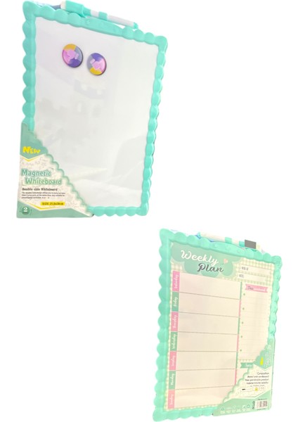 JL-115 Çift Taraflı Kalemli Yazı Tahtası Silgili Haftalık Planner 21X28 cm