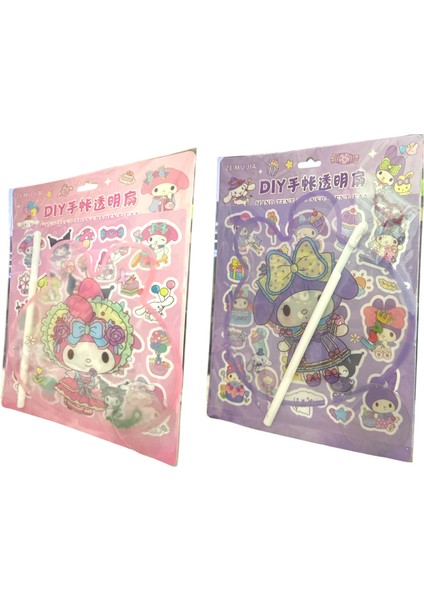 SZ-299 Sanrio Kuromi & Mymelody Sticker ve Yelpaze Seti
