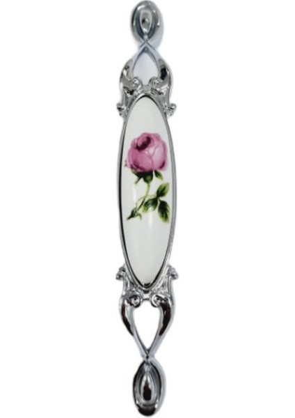 Miray 96 mm Metal Krom Kasa Beyaz Gül Desenli / 5 Adet fiyatları