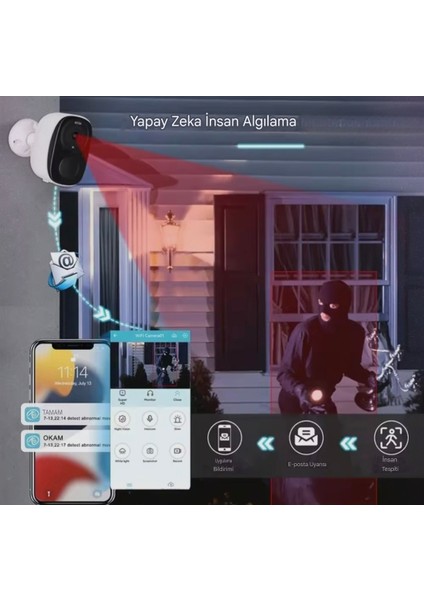 2k Bataryalı Wifi Kamera 2-3 Ay Bekleme Süresi Okam Pro Yazılım