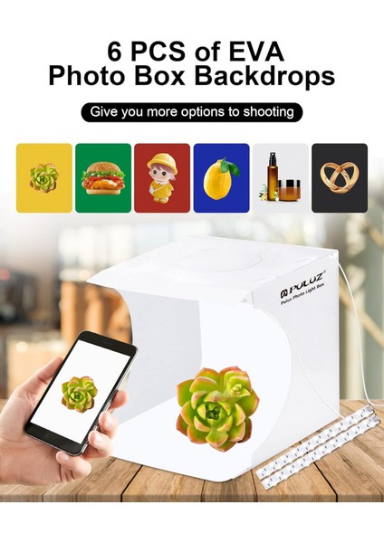 2 Ledli 23 x 24 cm 6 Fonlu Fotograf Ürün Çekim Çadırı Light Box + Siyah Beyaz Akrilik Yansıtıcı Zemin indirimleri