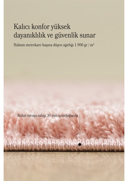 Shaggy Halı Yumuşak Shaggy, Kabarık, Düz, Pembe Salon Halısı