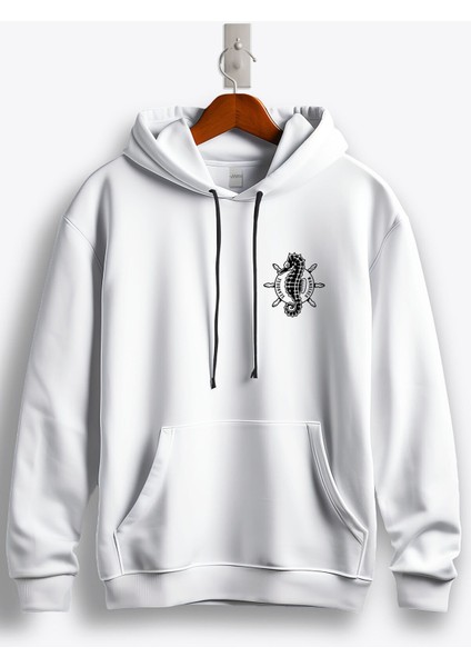 Deniz Atı (Sea Horse) Arma Baskılı Kapüşonlu Sweatshirt