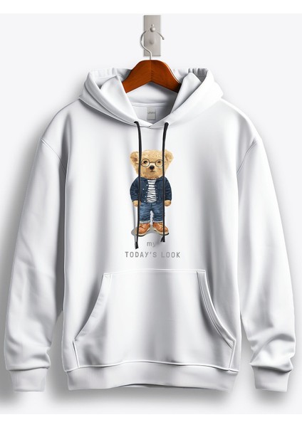 Teddy Bear My Today's Look Baskılı Kapüşonlu Sweatshirt