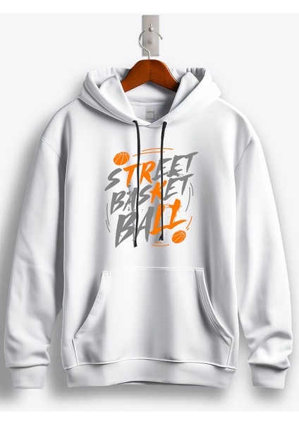 Street Basketball Baskılı Kapüşonlu Sweatshirt