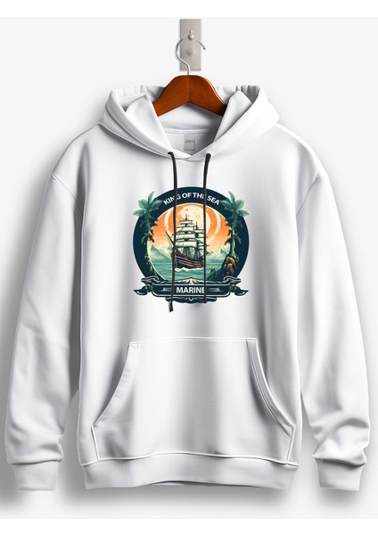 King Of The Sea Baskılı Kapüşonlu Sweatshirt