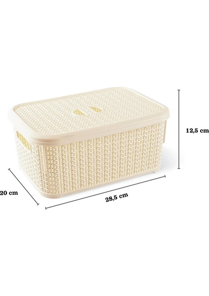Çok Amaçlı Kapaklı Kutu & Organizer & Dolap Içi Düzenleyici Örgü Desen Kapaklı Sepet 6 Litre fırsatları