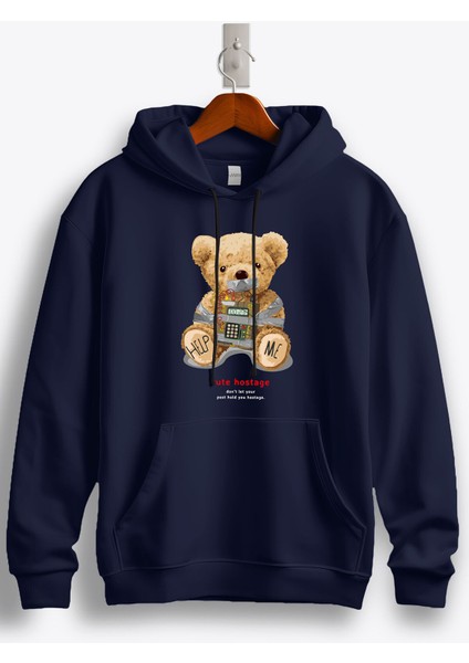 Teddy Bear Help Me Baskılı Kapüşonlu Sweatshirt