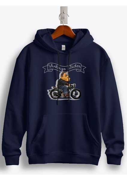 Teddy Bear Vintage Rider Baskılı Kapüşonlu Sweatshirt