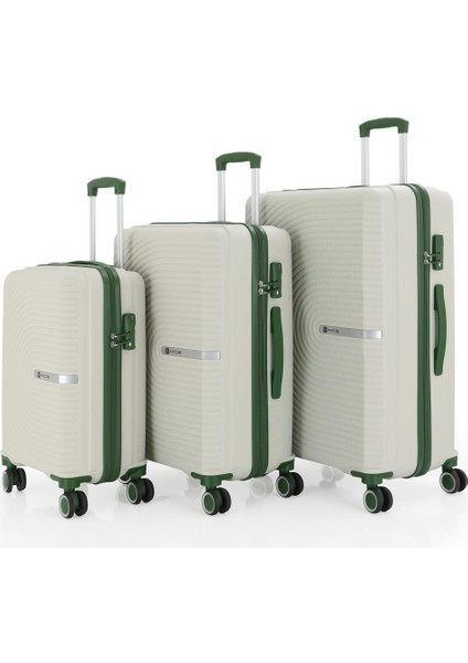 3lü Set Kırılmaz Silikon Seyahat Valizi Bavulu V374 Kemik/haki
