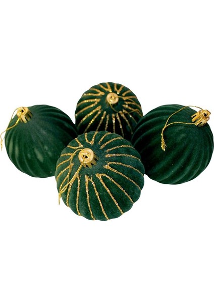 Yılbaşı Topu 8 cm Kadife 4'lü Yeşil Süs modelleri