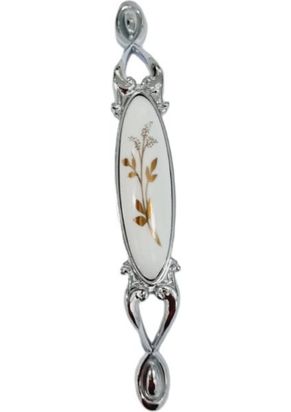 Miray 96 mm Metal Krom Kasa Beyaz Yaprak Desenli / 5 Adet fırsatları