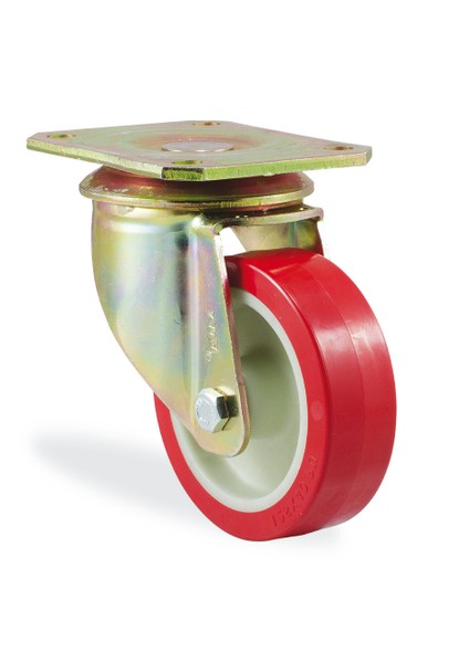 K4102PUB080 Ağır Tip Döner Maşalı Teker, Poliüretan Tekerlek, 80 mm Çap
