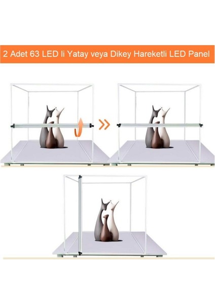 80 x 80 cm Profesyonel Stüdyo LED Işıklı Ürün Fotoğraf Çekim Çadırı