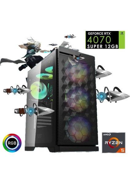 Dk1 Ryzen 5 5600X 32GB Ddr4 1tb SSD Rtx 4070SUPER 16GB Oyun Bilgisayarı