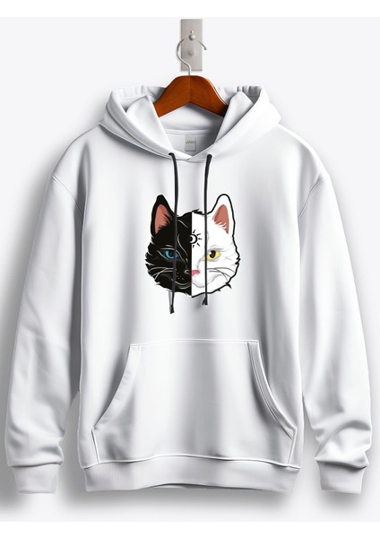 Moon Cat Baskılı Kapüşonlu Sweatshirt