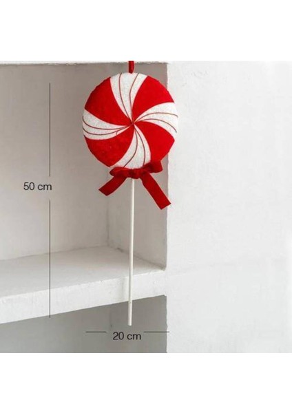 Tekno Trust Yılbaşı Çubuklu Lolipop Kırmızı Beyaz Şeker Süs 20 cm 1 Adet