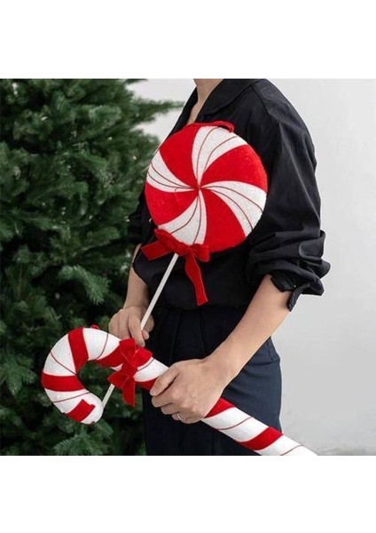 Tekno Trust Yılbaşı Çubuklu Lolipop Kırmızı Beyaz Şeker Süs 20 cm 1 Adet