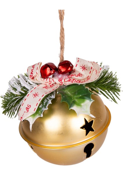 Tekno Trust Yılbaşı Ağaç Süsü Çıngıraklı Yılbaşı Topu 3'lü Set Gold 8 Cm.