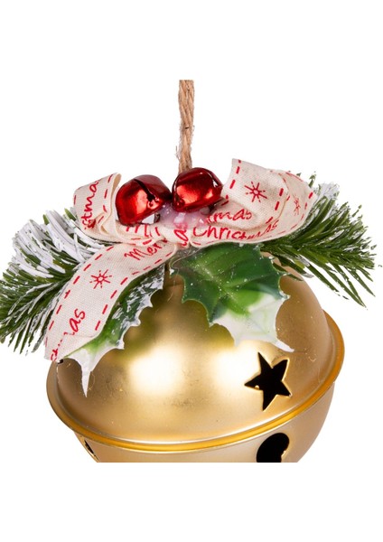 Tekno Trust Yılbaşı Ağaç Süsü Çıngıraklı Yılbaşı Topu 3'lü Set Gold 8 Cm.