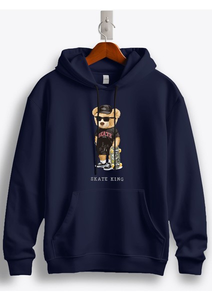 Teddy Bear Skate King Baskılı Kapüşonlu Sweatshirt