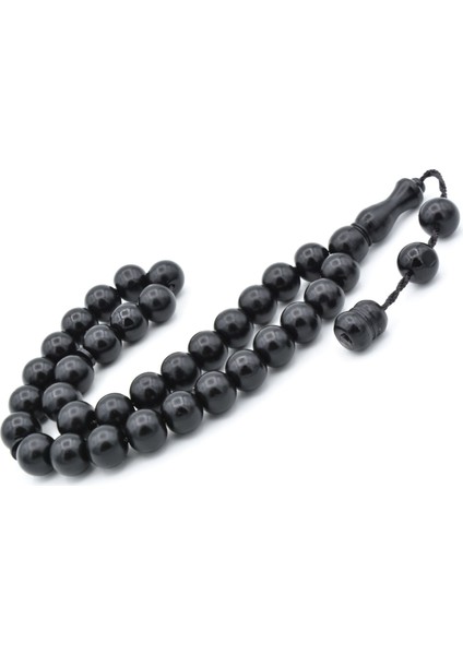 Sistemli Küre Kesim Iri Boy Siyah Fiber Tesbih
