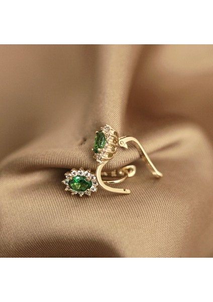Rus Kilitli Oval Anturaj Küpe (925 Gümüş)