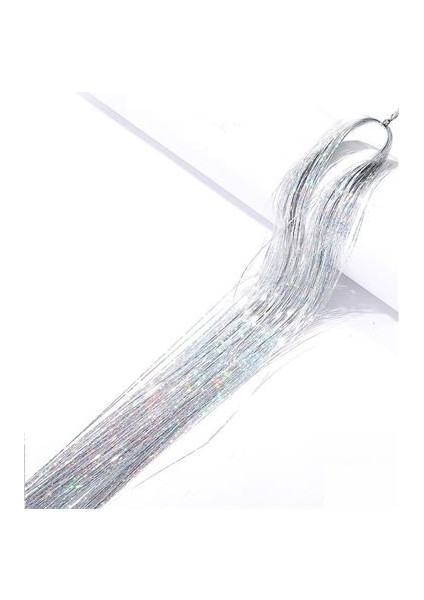 Saç Simi Gümüş Işıltılı Hologram 90 cm Hair Tinsel 720853