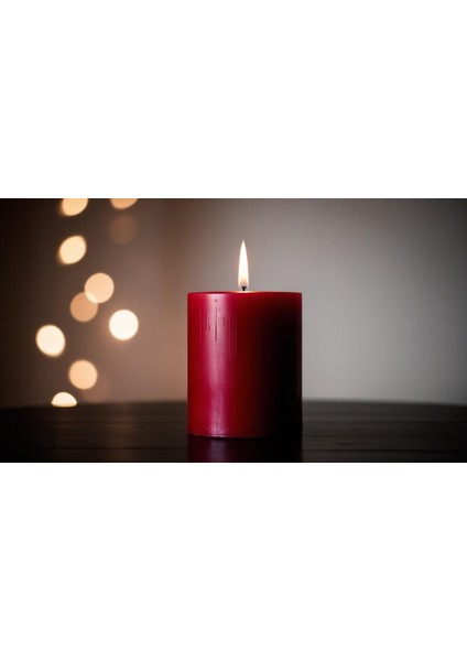 Soya Parafinli Kırmızı 3 Adet 18 Saat Yanış Süreli Çap:5 cm Boy:10 Silindir Blok Mum Kırmızı