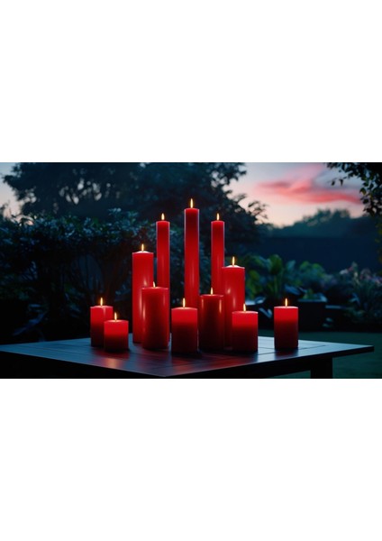 Soya Parafinli Kırmızı 3 Adet 18 Saat Yanış Süreli Çap:5 cm Boy:10 Silindir Blok Mum Kırmızı fiyatları