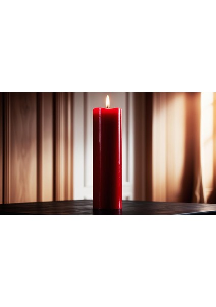 Soya Parafinli Kırmızı 3 Adet 18 Saat Yanış Süreli Çap:5 cm Boy:10 Silindir Blok Mum Kırmızı fırsatları