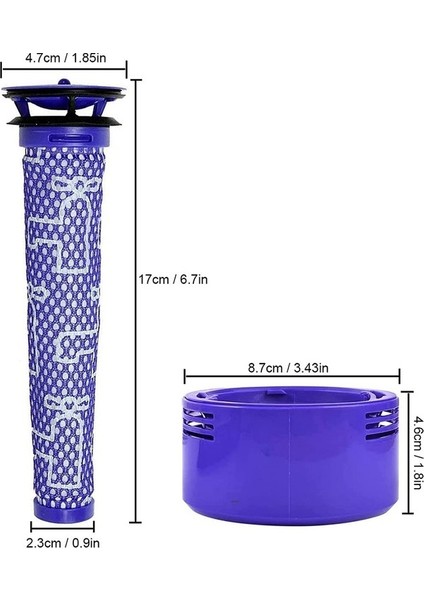 Dyson V8 (Ürün KODU:967478-01 ve 965661-01) ile Uyumlu Hepa Filtreler
