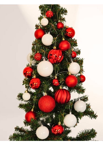 Yılbaşı Ağacı Süsü, Süsleme Seti Kırmızı Rengi 87 Parça