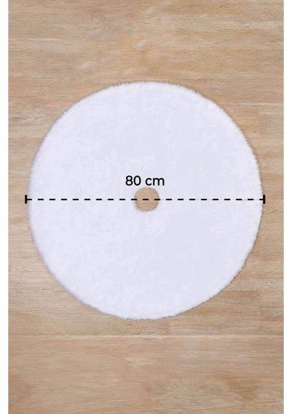 Çam Ağacı Ayak Halısı Örtüsü, Yılbaşı Ağacı Altı Örtüsü Peluş Beyaz 80X80 cm