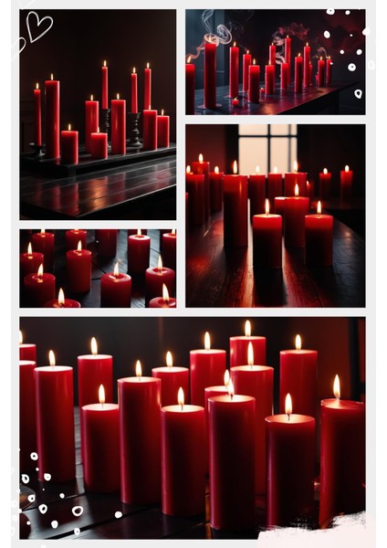 Soya Parafinli Kırmızı 3 Adet 30 Saat Yanış Süreli Çap:5 cm Boy:15 Silindir Blok Mum Kırmızı fırsatları