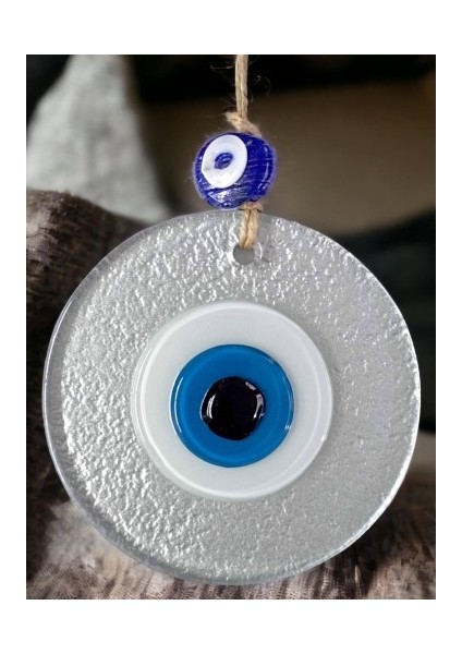 Mini Boy Silver Gri Nazar Boncuklu Duvar Süsü 10 cm Cam Duvar Dekoru modelleri