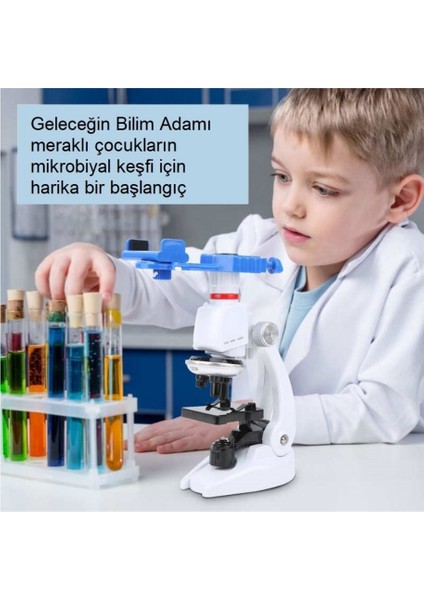 Çocuklar Için 1200X Mobil Uyumlu Eğitici Mikroskop Seti LED Işıklı